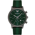 Emporio Armani Luigi AR1950 46mm Men's Chronograph Watch – Green & Green Genuine Leather Strap