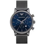Emporio Armani Luigi AR1979 46mm Men's Chronograph Watch – Gunmetal Sunray & Gunmetal Stainless Steel Mesh Bracelet