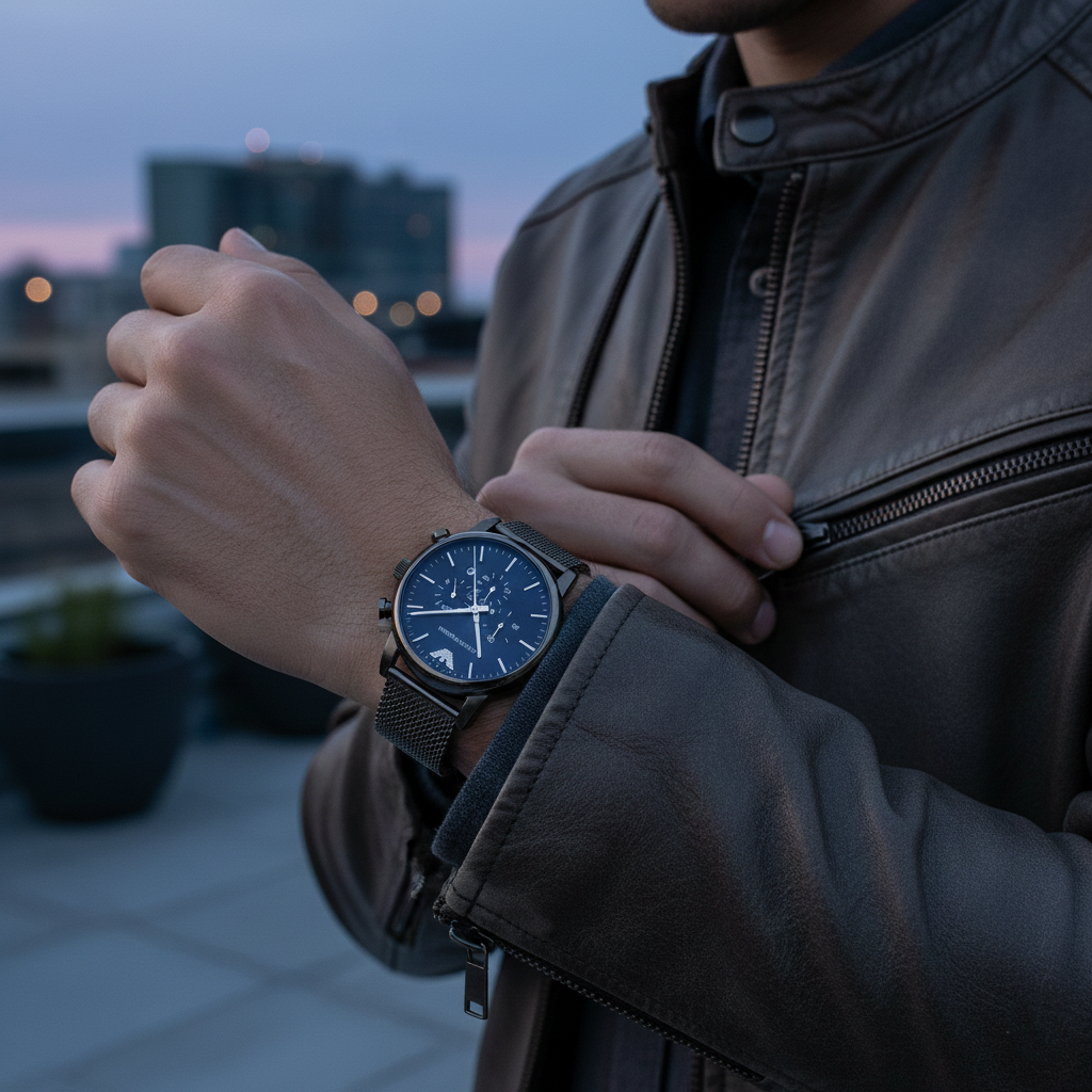 Emporio Armani Luigi AR1979 46mm Men's Chronograph Watch – Gunmetal Sunray & Gunmetal Stainless Steel Mesh Bracelet