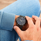Emporio Armani Luigi AR1979 46mm Men's Chronograph Watch – Gunmetal Sunray & Gunmetal Stainless Steel Mesh Bracelet