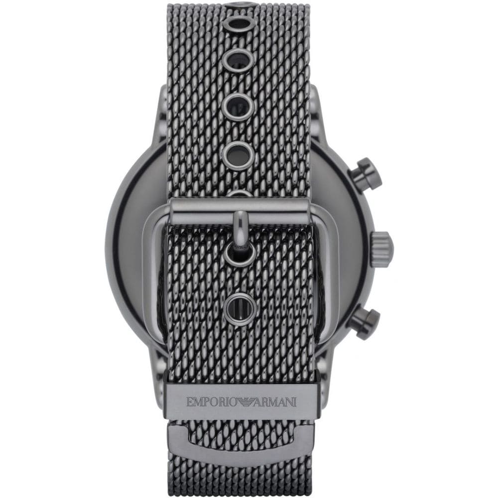 Emporio Armani Luigi AR1979 46mm Men's Chronograph Watch – Gunmetal Sunray & Gunmetal Stainless Steel Mesh Bracelet