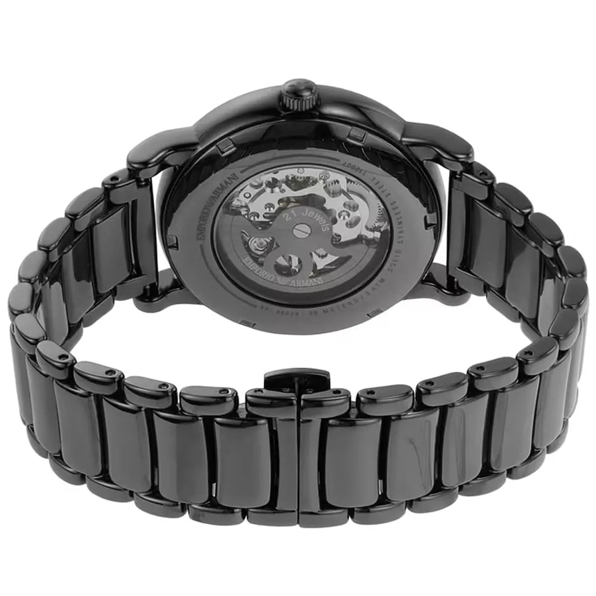 Emporio Armani Luigi AR60029 43mm Men's Automatic Watch – Gunmetal Skeleton & Gunmetal Stainless Steel Bracelet