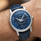 Emporio Armani Luigi AR60030 43mm Men's Automatic Watch – Blue Skeleton & Navy Blue Genuine Leather Strap