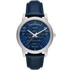 Emporio Armani Luigi AR60030 43mm Men's Automatic Watch – Blue Skeleton & Navy Blue Genuine Leather Strap