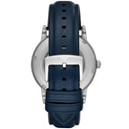Emporio Armani Luigi AR60030 43mm Men's Automatic Watch – Blue Skeleton & Navy Blue Genuine Leather Strap