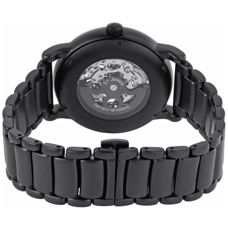Emporio Armani Luigi AR60045 43mm Men's Automatic Watch – Black Skeleton & Black Stainless Steel Bracelet