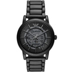 Emporio Armani Luigi AR60045 43mm Men's Automatic Watch – Black Skeleton & Black Stainless Steel Bracelet