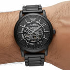 Emporio Armani Luigi AR60045 43mm Men's Automatic Watch – Black Skeleton & Black Stainless Steel Bracelet