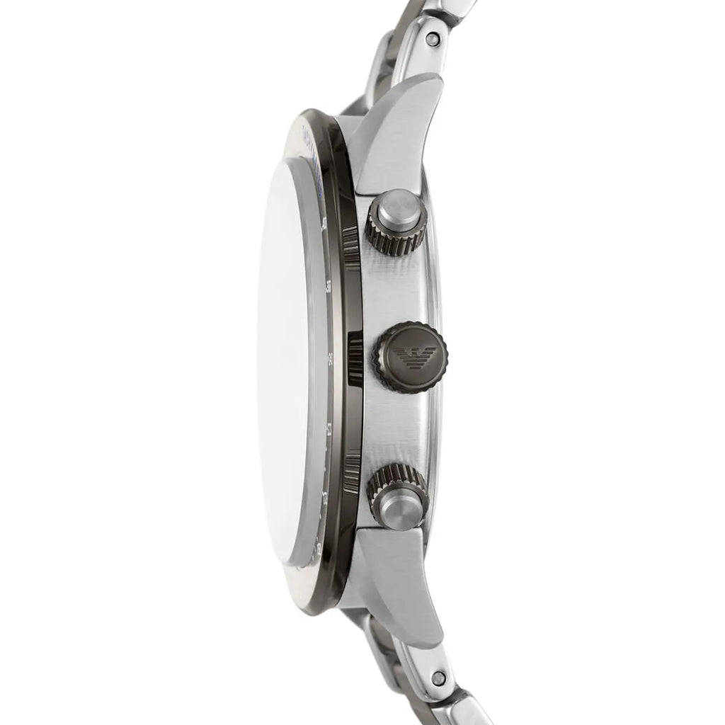 Emporio Armani Mario AR11391 Men's Chronograph Watch – Grey Sunray & Gunmetal Stainless Steel Bracelet