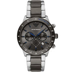 Emporio Armani Mario AR11391 Men's Chronograph Watch – Grey Sunray & Gunmetal Stainless Steel Bracelet