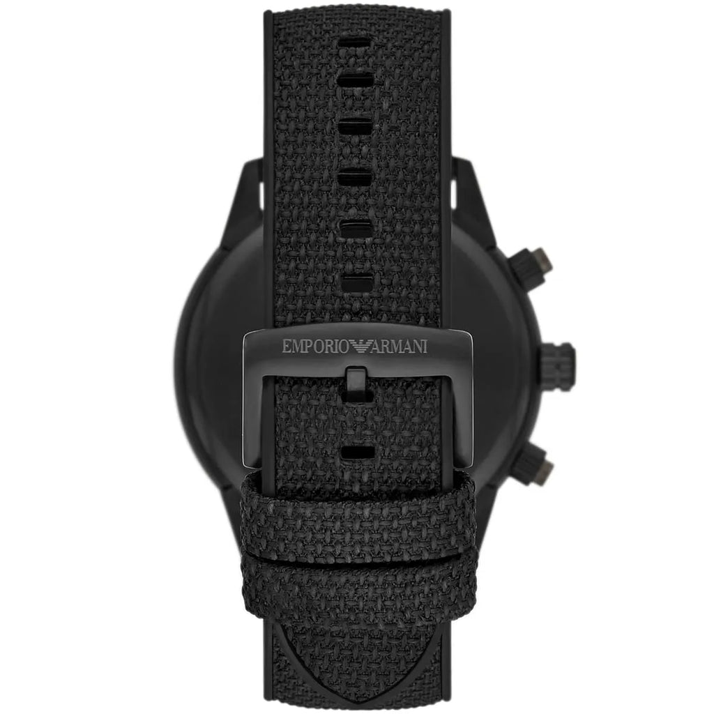 Emporio Armani Mario AR11453 43mm Men's Chronograph Watch – Black & Black Textile Strap