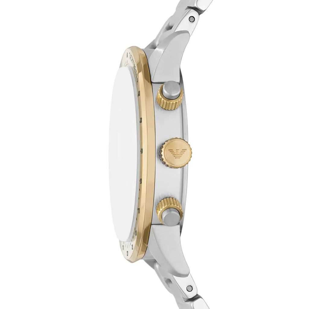 Emporio Armani Mario AR11454 43mm Men's Chronograph Watch – Green Sunray & Green Rubber Strap