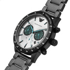 Emporio Armani Mario AR11471 43mm Men's Chronograph Watch – Silver & Gunmetal Stainless Steel Bracelet