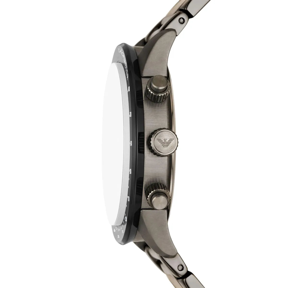 Emporio Armani Mario AR11471 43mm Men's Chronograph Watch – Silver & Gunmetal Stainless Steel Bracelet