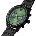 Emporio Armani Mario AR11472 Men's Chronograph Watch – Green Sunray & Green Stainless Steel Bracelet