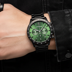 Emporio Armani Mario AR11472 Men's Chronograph Watch – Green Sunray & Green Stainless Steel Bracelet