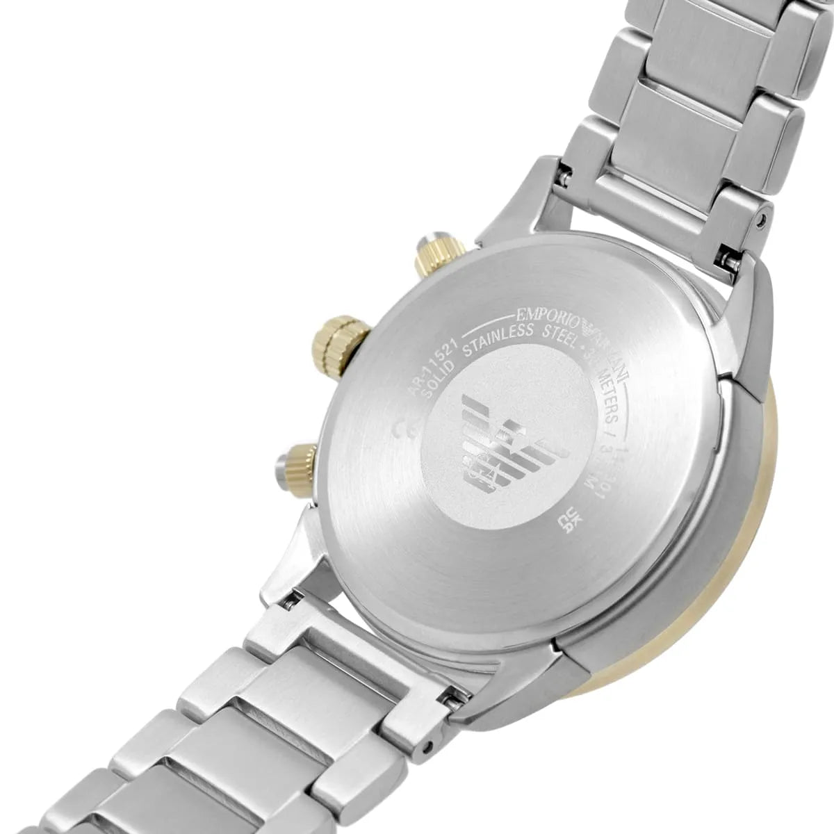 Emporio Armani Mario AR11521 43mm Men's Chronograph Watch – Black & Two-Tone Stainless Steel Bracelet