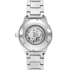 Emporio Armani Mario AR60052 43mm Men's Automatic Watch – Blue Skeleton & Silver Stainless Steel Bracelet