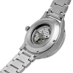 Emporio Armani Mario AR60052 43mm Men's Automatic Watch – Blue Skeleton & Silver Stainless Steel Bracelet