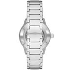 Emporio Armani Mario AR60052 43mm Men's Automatic Watch – Blue Skeleton & Silver Stainless Steel Bracelet