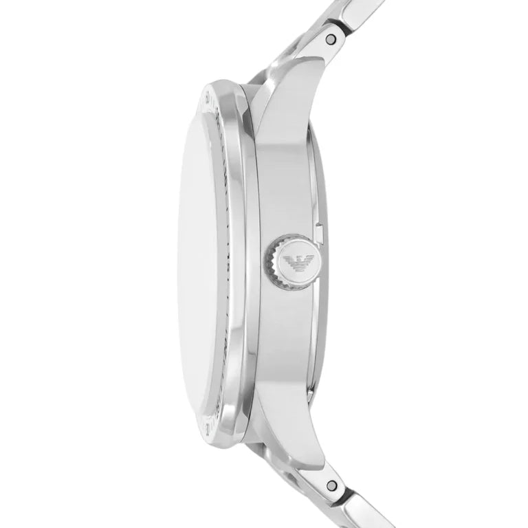 Emporio Armani Mario AR60053 43mm Men's Automatic Watch – Green Skeleton & Silver Stainless Steel Bracelet