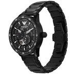 Emporio Armani Mario AR60054 43mm Men's Automatic Watch – Black Skeleton & Black Stainless Steel Bracelet
