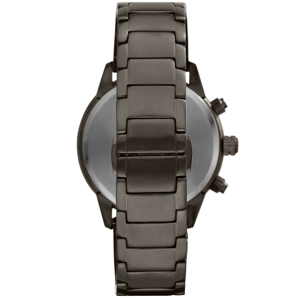 Emporio Armani Mario AR80045 Men's Chronograph Watch – Blue Sunray & Gunmetal Genuine Leather Strap
