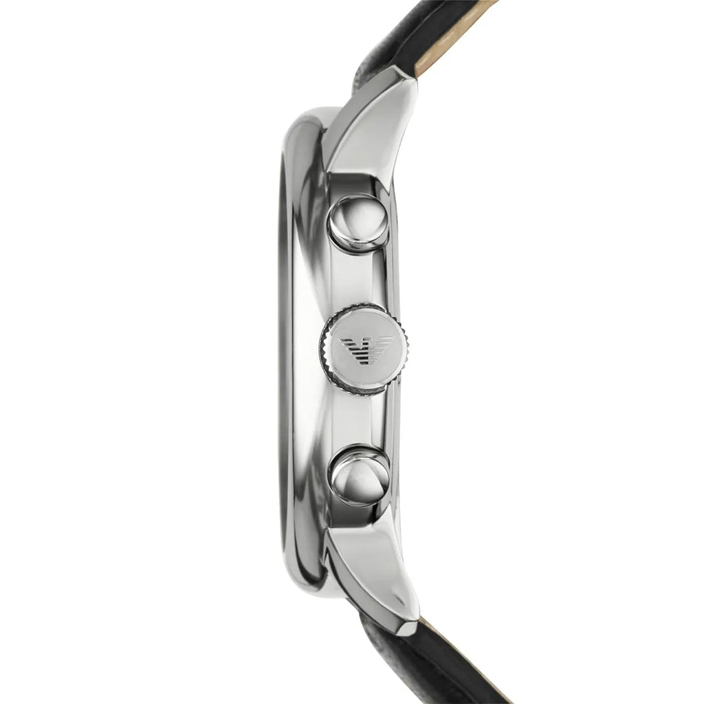 Emporio Armani Maximus AR0431 47mm Men's Chronograph Watch – Black & Black Genuine Leather Strap