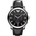 Emporio Armani Maximus AR0431 47mm Men's Chronograph Watch – Black & Black Genuine Leather Strap