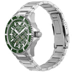 Emporio Armani Meccanico AR60061 Men's Automatic Watch – Green Skeleton & Silver-Tone Stainless Steel Bracelet