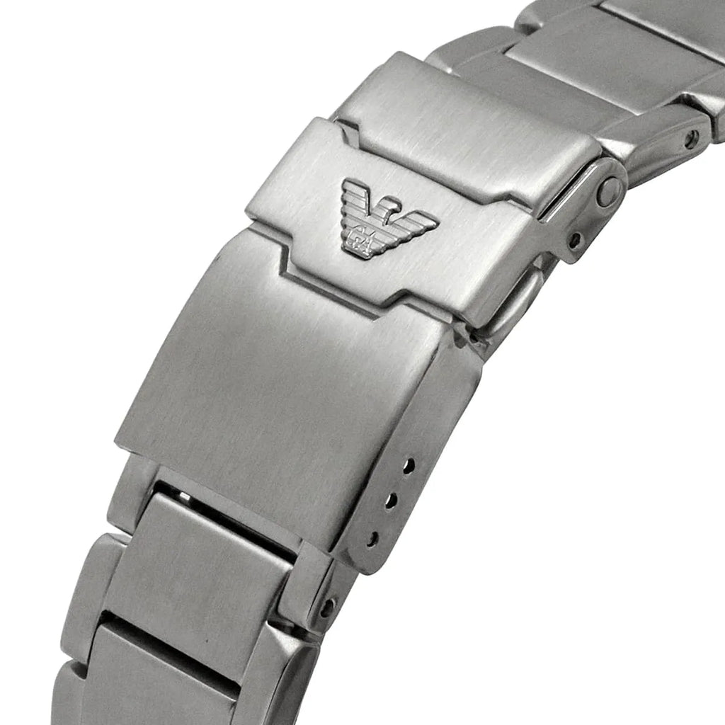 Emporio Armani Meccanico AR60061 Men's Automatic Watch – Green Skeleton & Silver-Tone Stainless Steel Bracelet