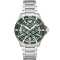 Emporio Armani Meccanico AR60061 Men's Automatic Watch – Green Skeleton & Silver-Tone Stainless Steel Bracelet