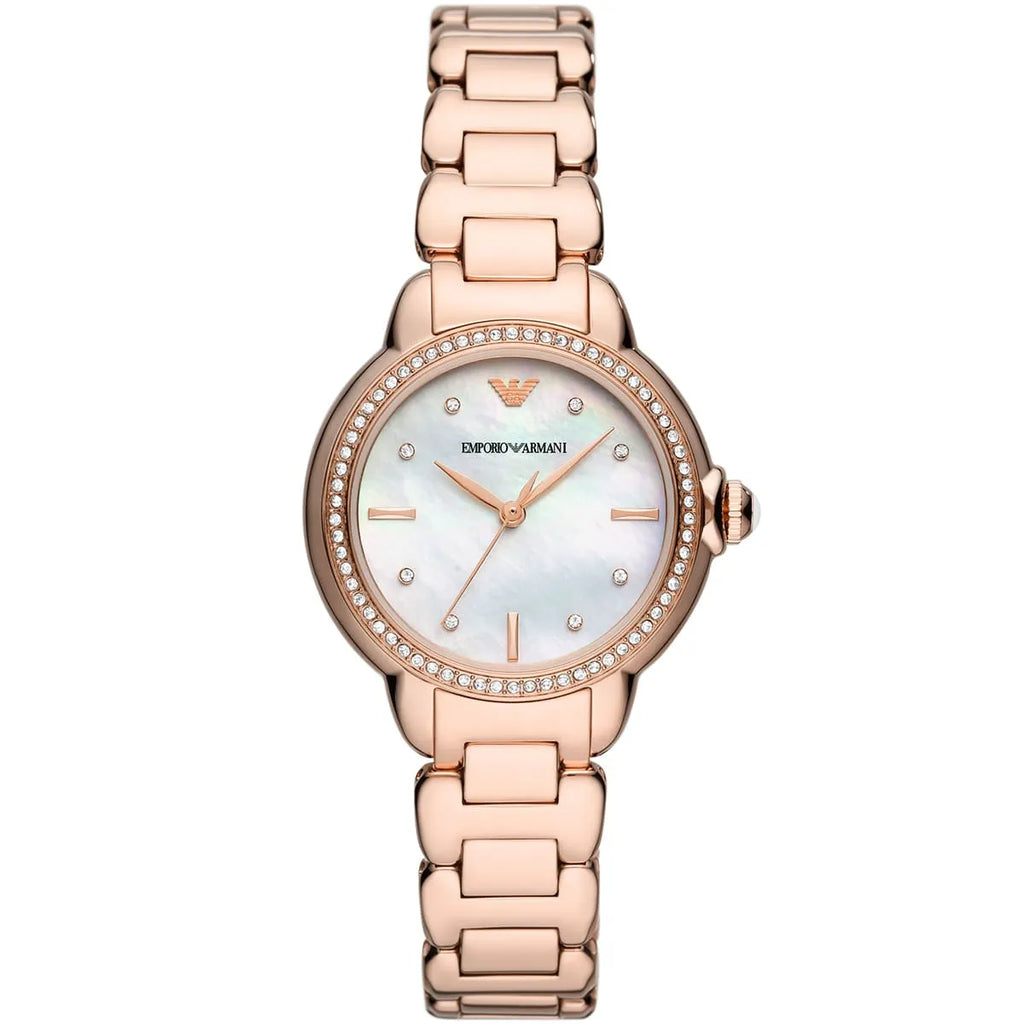 Emporio Armani Mia AR11523 32mm Women's Quartz Watch – Mother-of-Pearl & Rose Gold-Tone Stainless Steel Bracelet