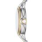 Emporio Armani Mia AR11524 32mm Women's Quartz Watch – Mother-of-Pearl Crystal-Set Floral & Two-Tone Silver and Rose Gold Stainless Steel Bracelet