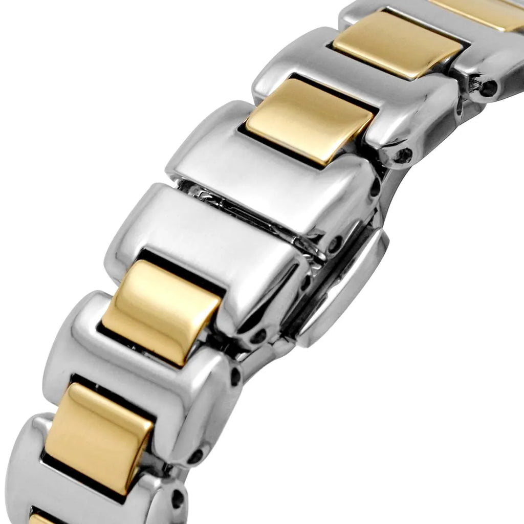 Emporio Armani Mia AR11524 32mm Women's Quartz Watch – Mother-of-Pearl Crystal-Set Floral & Two-Tone Silver and Rose Gold Stainless Steel Bracelet