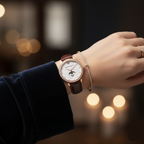 Emporio Armani Mia AR11568 32mm Women's Quartz Watch – White Crystal-Set & Brown Genuine Leather Strap