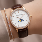 Emporio Armani Mia AR11568 32mm Women's Quartz Watch – White Crystal-Set & Brown Genuine Leather Strap