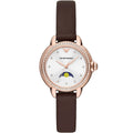 Emporio Armani Mia AR11568 32mm Women's Quartz Watch – White Crystal-Set & Brown Genuine Leather Strap