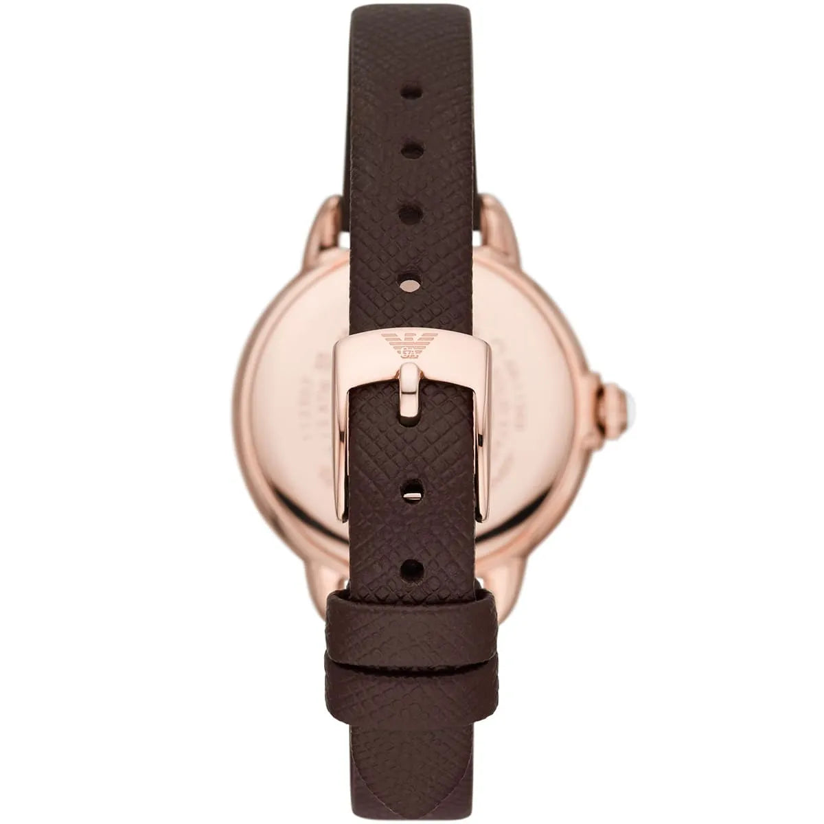 Emporio Armani Mia AR11568 32mm Women's Quartz Watch – White Crystal-Set & Brown Genuine Leather Strap