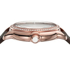 Emporio Armani Mia AR11568 32mm Women's Quartz Watch – White Crystal-Set & Brown Genuine Leather Strap