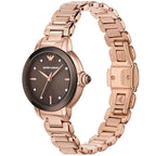 Emporio Armani Mia AR11570 32mm Women's Quartz Watch – Chocolate Crystal-Set Sunray & Rose Gold Stainless Steel Bracelet