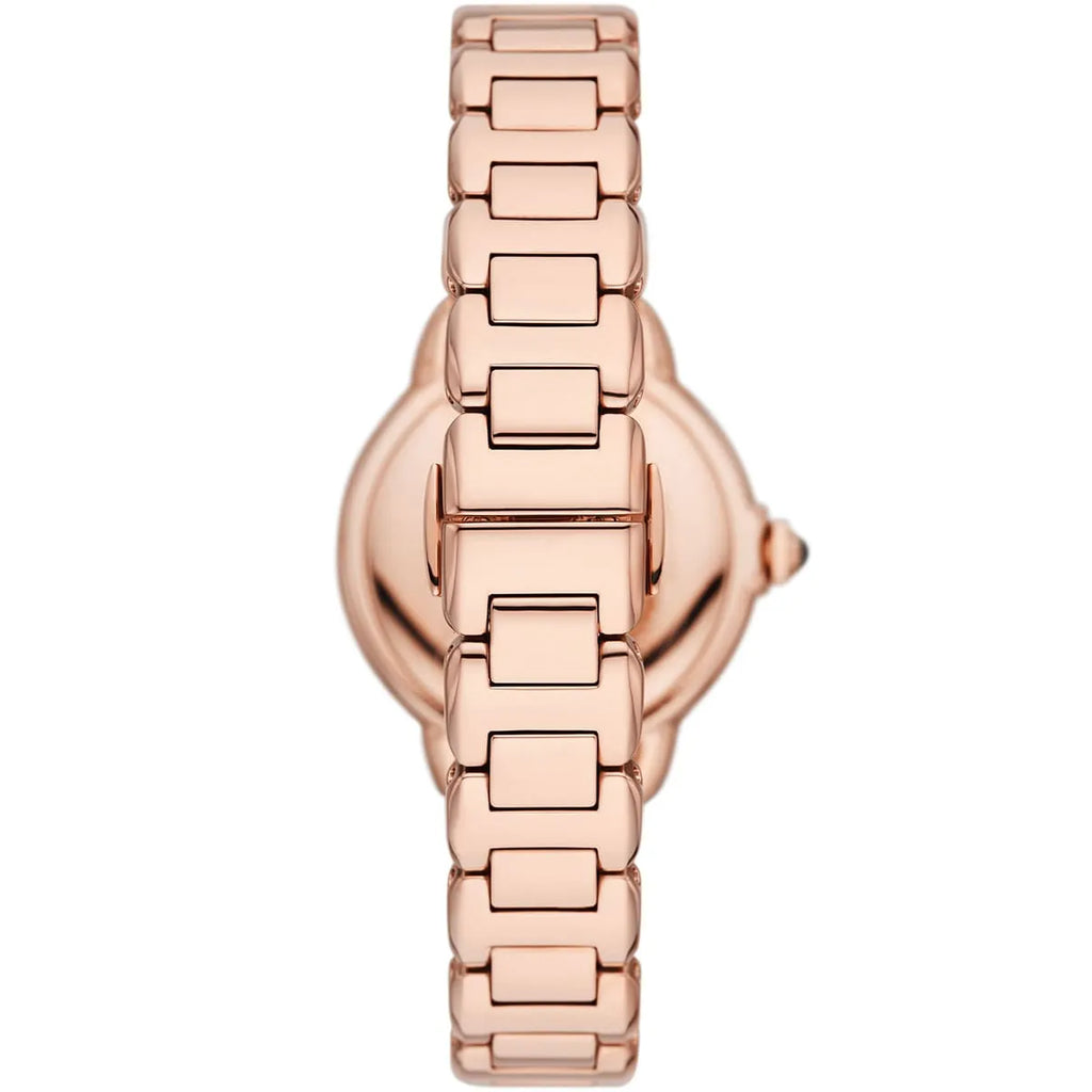 Emporio Armani Mia AR11570 32mm Women's Quartz Watch – Chocolate Crystal-Set Sunray & Rose Gold Stainless Steel Bracelet