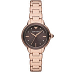 Emporio Armani Mia AR11570 32mm Women's Quartz Watch – Chocolate Crystal-Set Sunray & Rose Gold Stainless Steel Bracelet