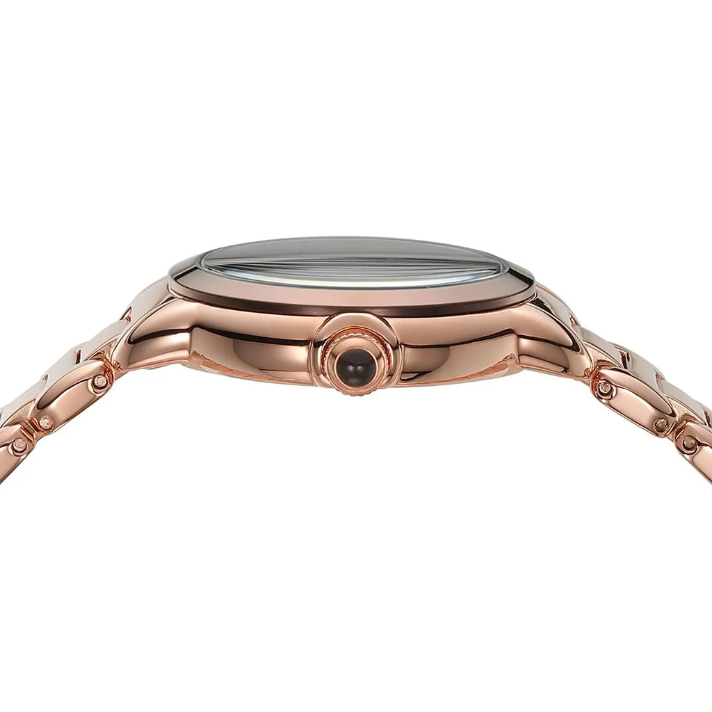 Emporio Armani Mia AR11570 32mm Women's Quartz Watch – Chocolate Crystal-Set Sunray & Rose Gold Stainless Steel Bracelet