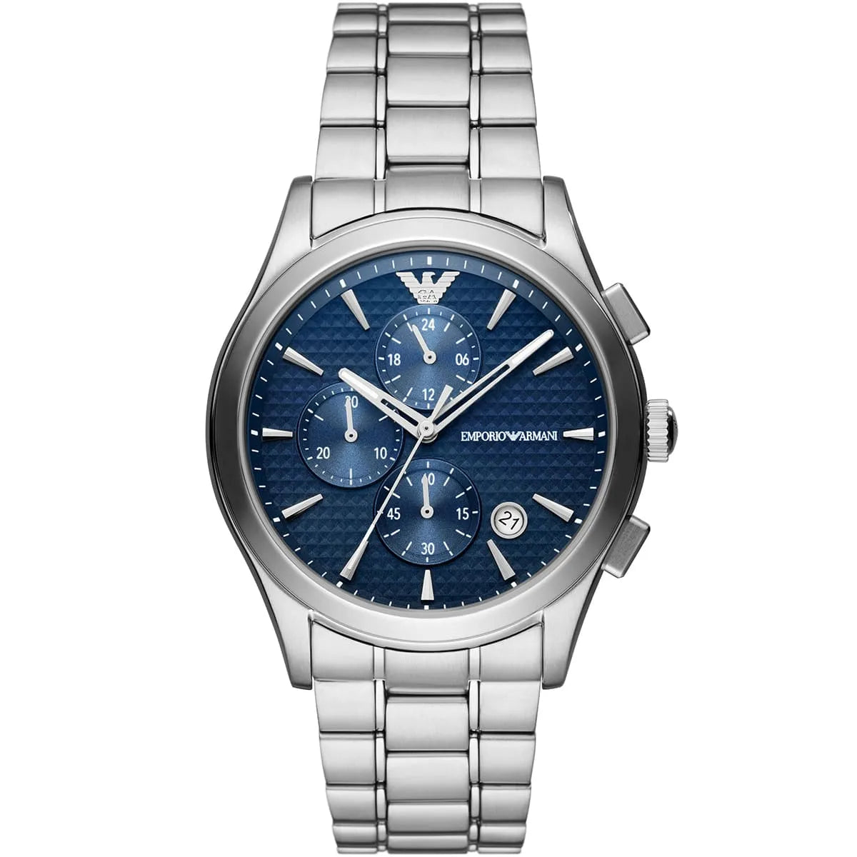 Emporio Armani Paolo AR11528 42mm Men's Chronograph Watch – Blue Sunray & Blue Stainless Steel Bracelet