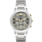 Emporio Armani Renato AR11047 43mm Men's Chronograph Watch – Grey Sunray & Silver Stainless Steel Bracelet