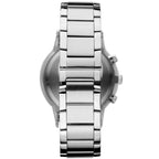 Emporio Armani Renato AR11164 43mm Men's Chronograph Watch – Navy Blue Sunray & Silver Stainless Steel Bracelet