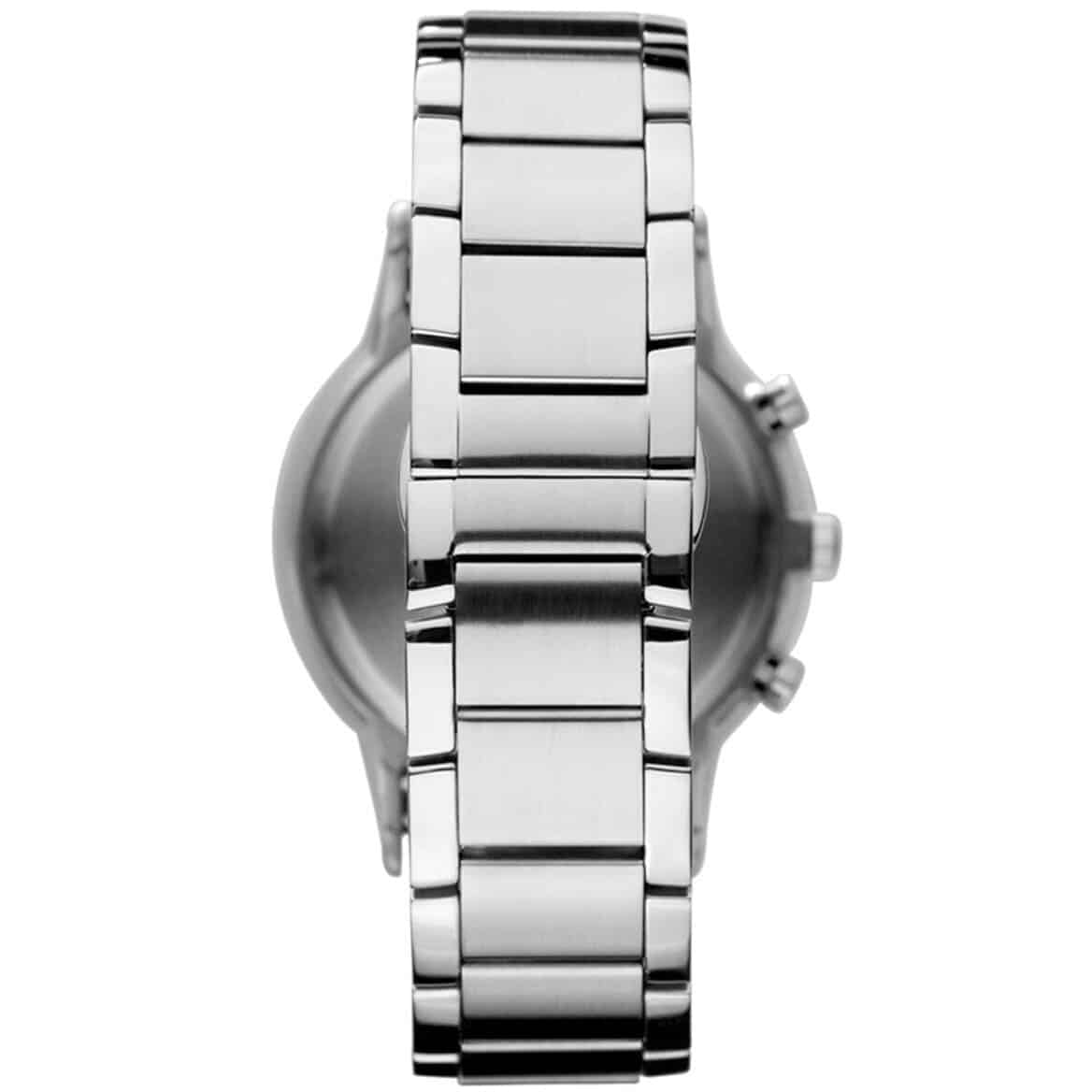Emporio Armani Renato AR11164 43mm Men's Chronograph Watch – Navy Blue Sunray & Silver Stainless Steel Bracelet