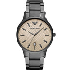 Emporio Armani Renato AR11183 43mm Men's Quartz Watch – Gunmetal Textured & Gunmetal Stainless Steel Bracelet