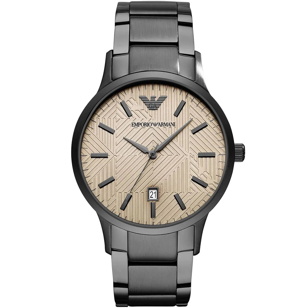 Emporio Armani Renato AR11183 43mm Men's Quartz Watch – Gunmetal Textured & Gunmetal Stainless Steel Bracelet